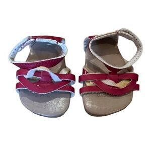American Girl Doll Pretty Party Strappy Platform Sandals Pink & Cream Shoes